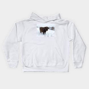 Scottish Highland Cattle Calf 1586 Kids Hoodie